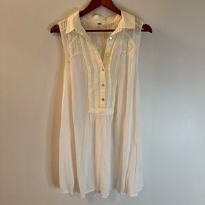 Free People Sleeveless White Button-Down Blouse